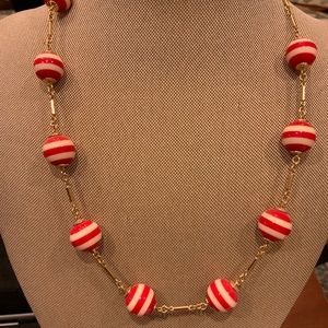 Kate Spade limited edition red and white striped ball necklace